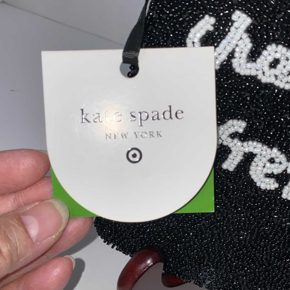 Kate Spade NY x Target CHAMPAGNE & FRENCH FRIES BLACK BEADED CLUTCH NEW NWT - Picture 2 of 6